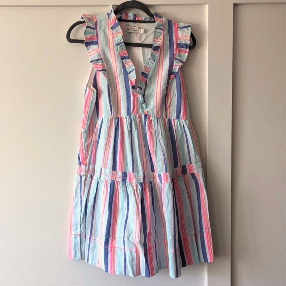 Vineyard Vines Boca Grande Stripe Tiered Ruffle‎ Dress Sz S